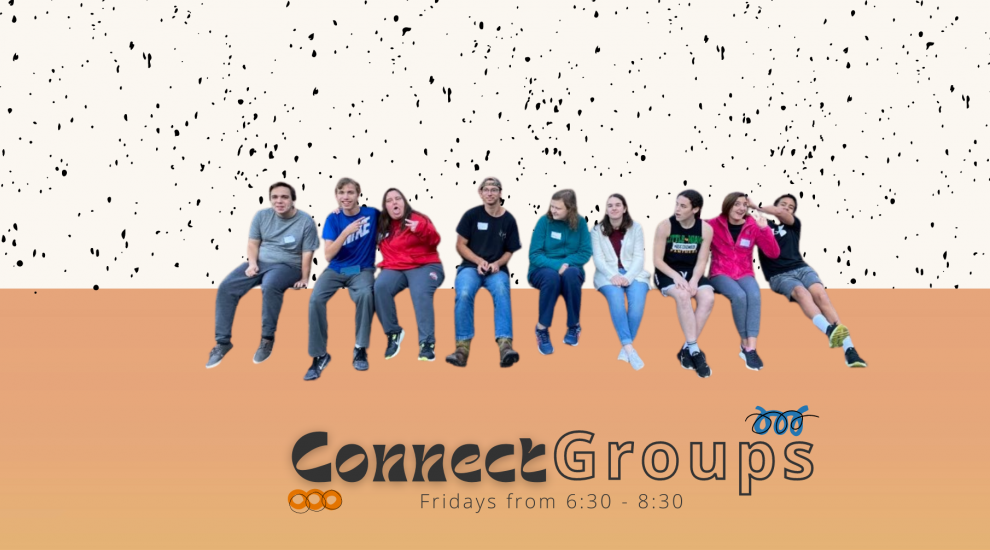 orange and blue background with a sun and white text that says summer connect groups.